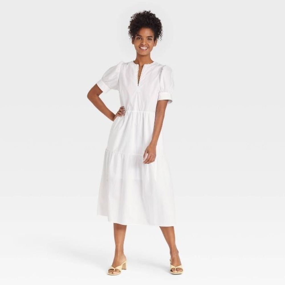 Women's Puff Short Sleeve Lace Dress - Who What Wear™ NWT L